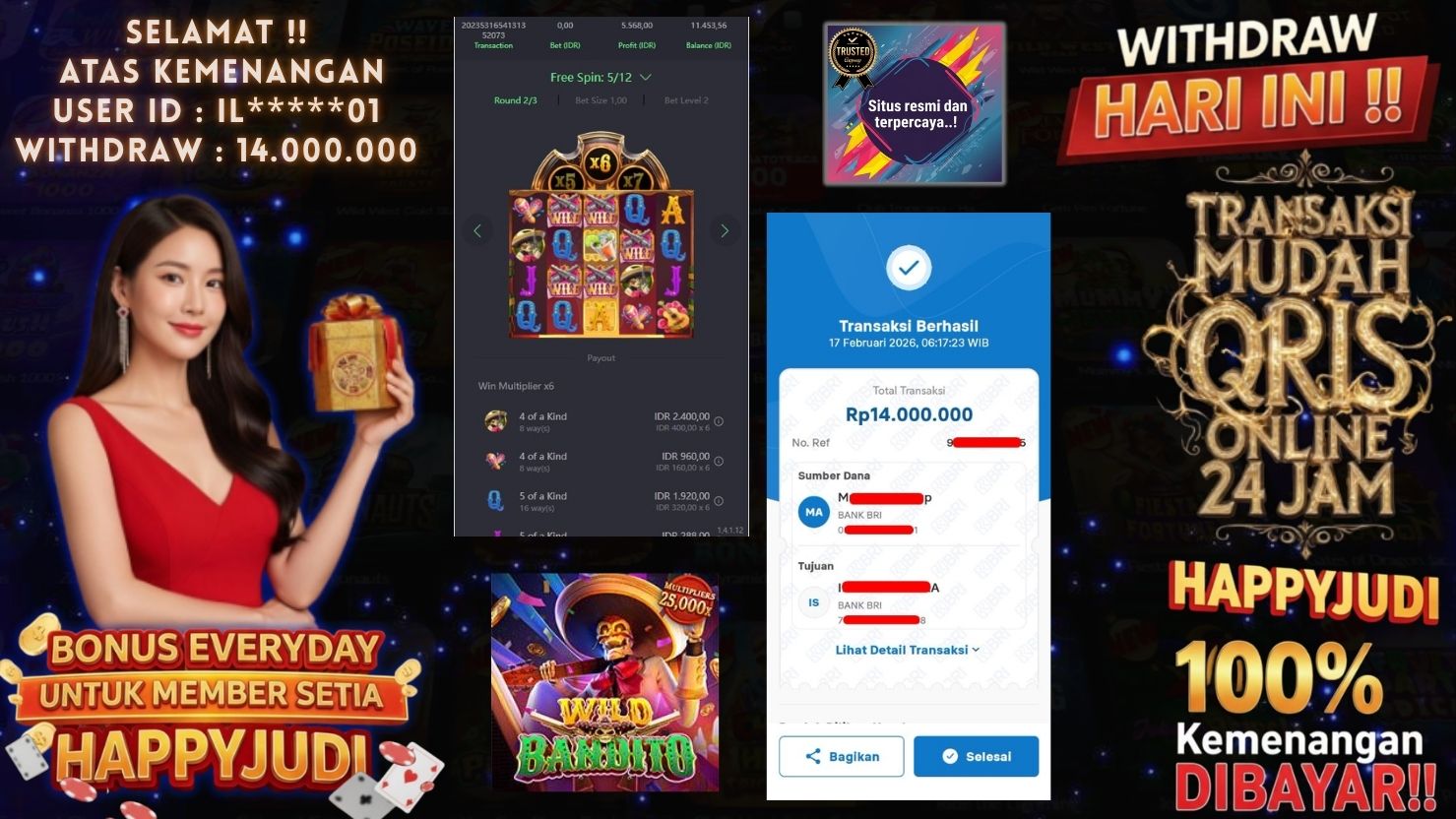 HAPPYJUDI JACKPOT SLOT WILD BANDITO